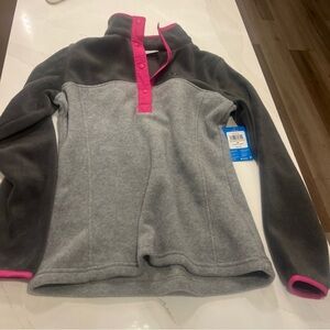 Columbia Women's Gray and Pink Fleece Pullover medium